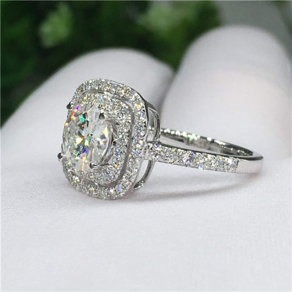 💎High Quality Shiny Round CZ Bling Square Micro Classic Wedding Ring, UNVN12137 - Picture 5 of 5